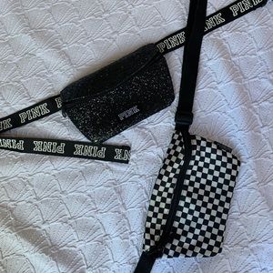 Black sparkly pink fanny pack